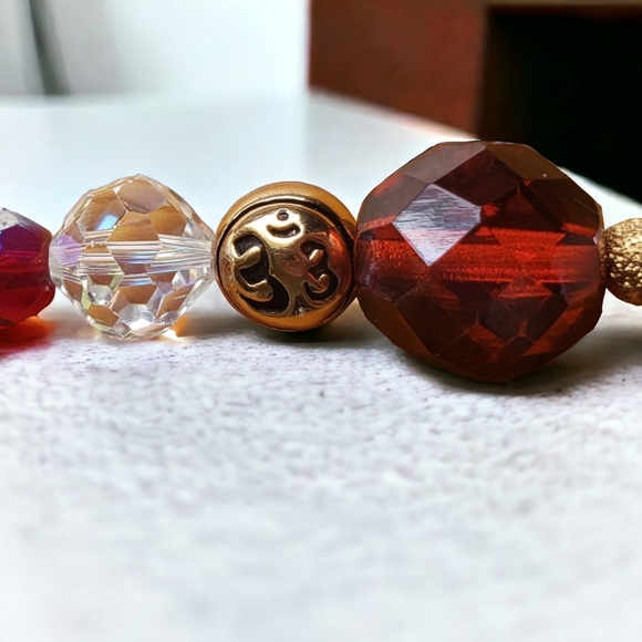 Rose Quartz, Crystal & Gold Handcrafted Keychain w Heart Fob - Picture 3 of 5